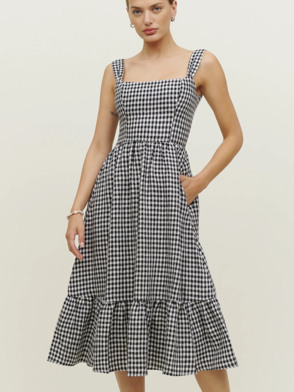Bucatini linen midi dress